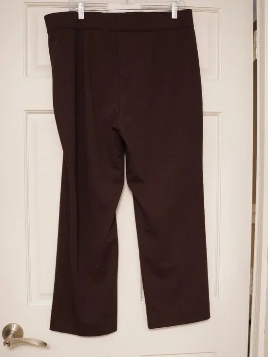 Studio Works Petite PXL Brown Pull On Straight Leg Pants Plus Size Career Casual - Picture 2 of 3